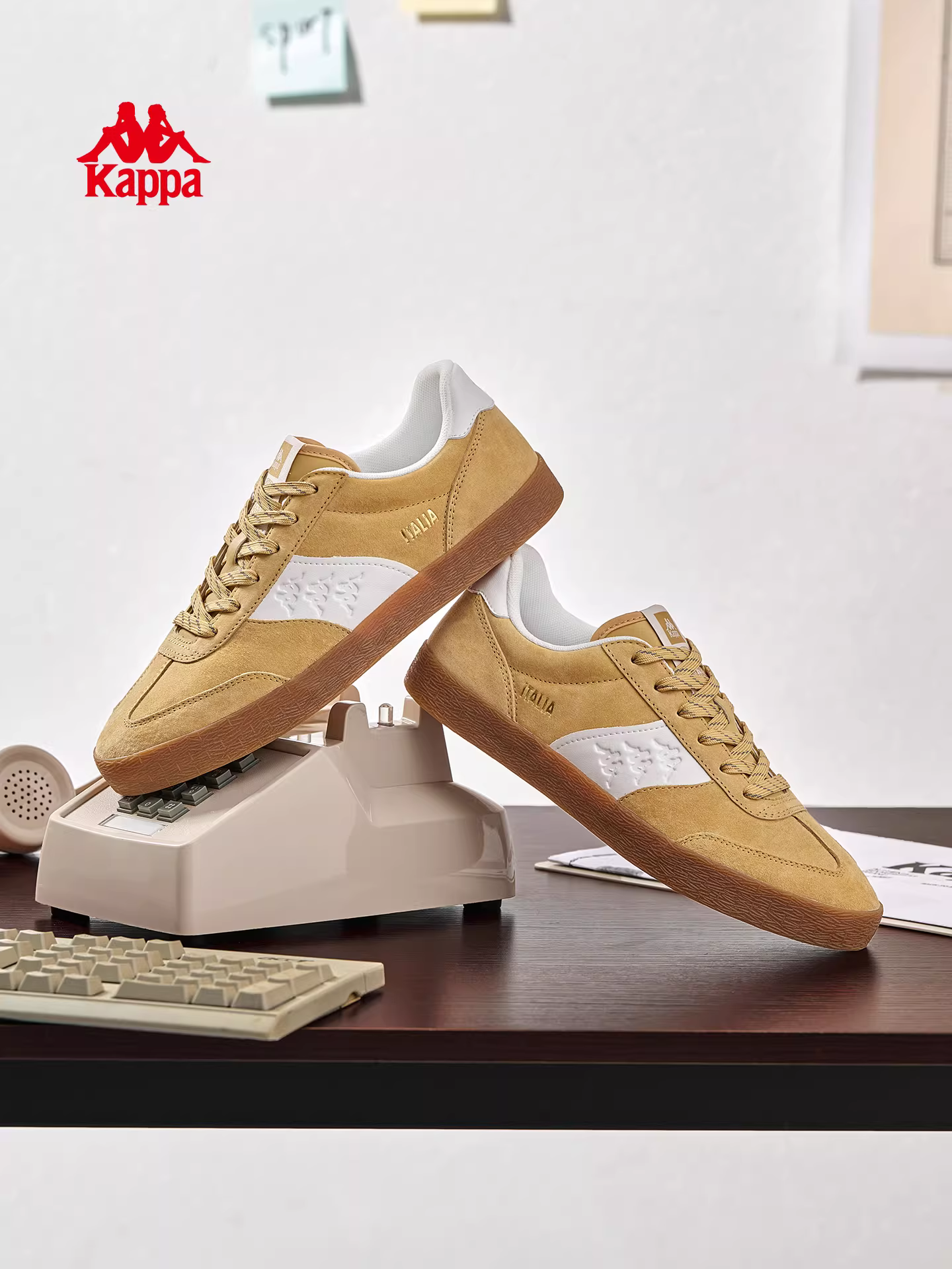 Giày nam Kappa kiểu retro, giày tập luyện Đức, mùa đông 2025, giày thể thao đa năng, kiểu dáng thấp, nhẹ, thời trang.