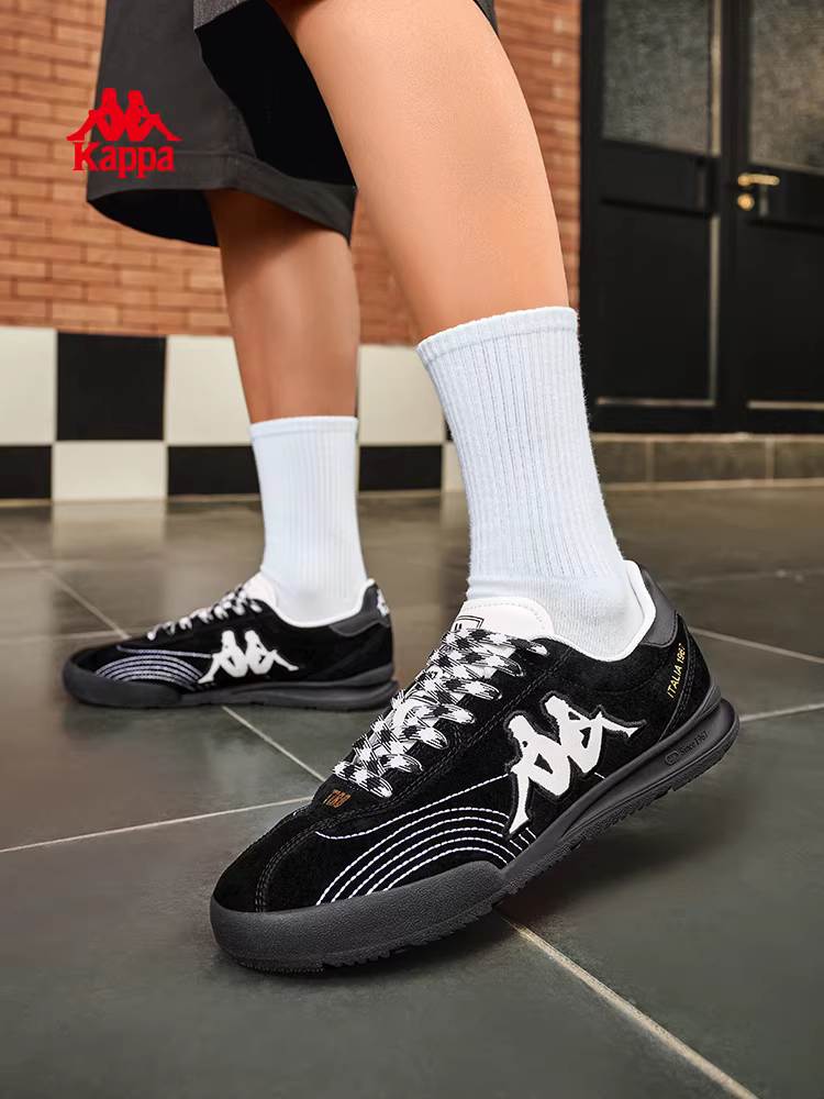 Giày nam Kappa retro giày tập luyện Đức mùa đông 2025 mới thời trang giày thể thao đế mềm màu đen giày đôi