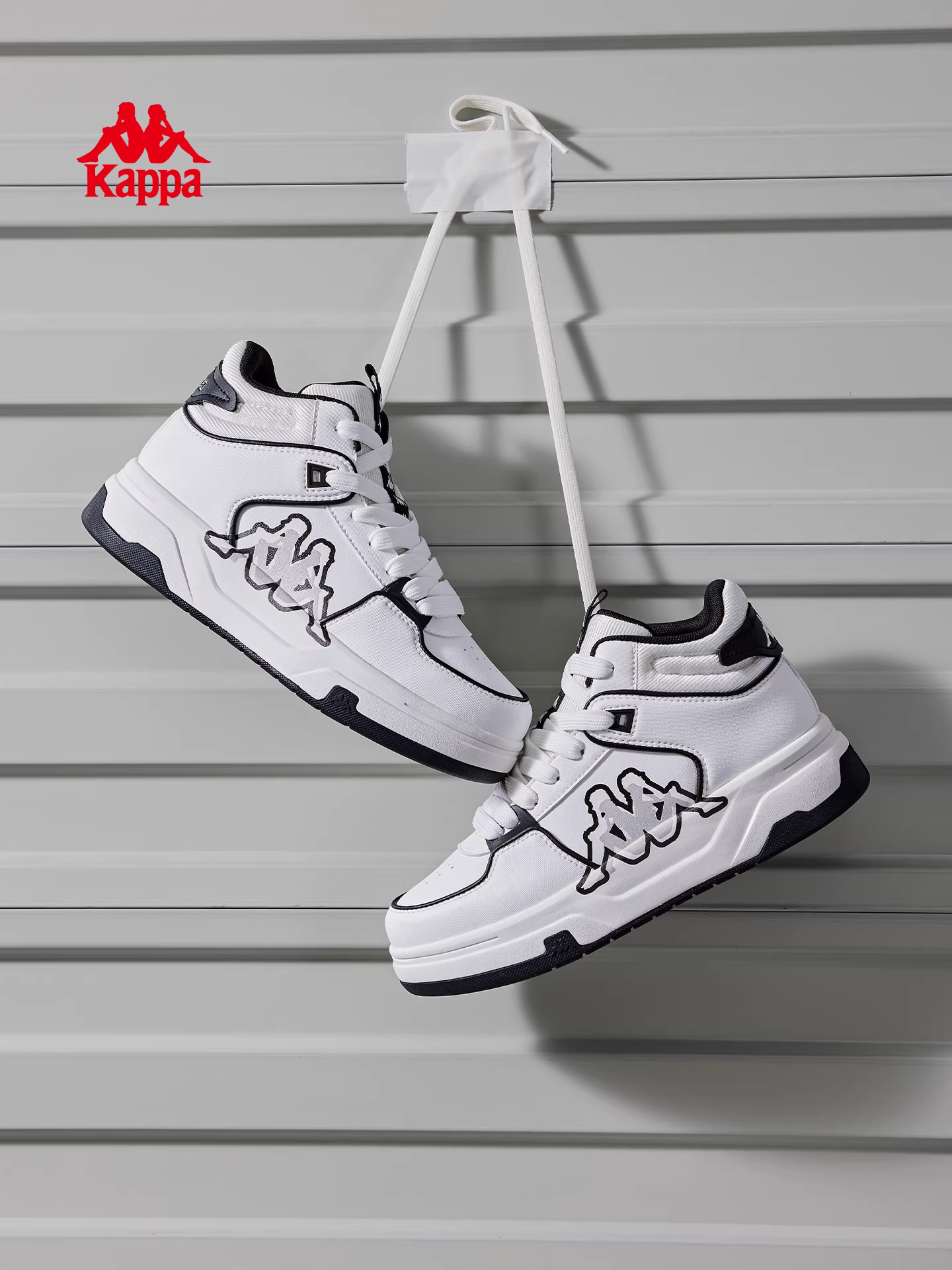 Giày thể thao cổ cao Kappa nữ mùa đông 2025 đế dày đa năng màu trắng phong cách retro thể thao thường ngày