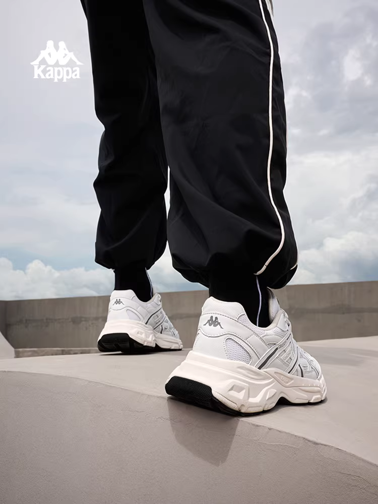 Giày thể thao nam Kappa đế dày kiểu bố mùa đông 2025, giày sneaker trắng cổ thấp thời trang, đa năng, phong cách thể thao
