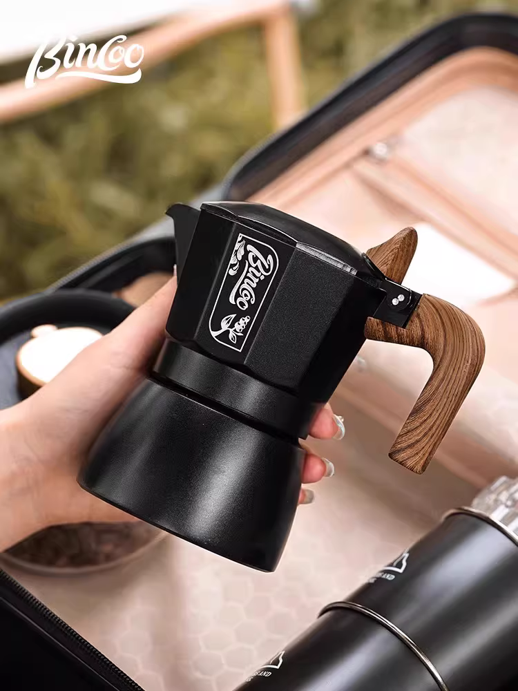 Bộ dụng cụ pha cà phê Bincoo Moka pot hai van, máy xay cà phê bằng tay, máy pha cà phê espresso, thiết bị cắm trại ngoài trời
