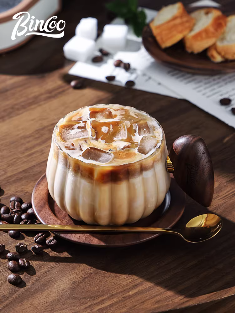 Tách trà cà phê cao cấp Bincoo dùng trong nhà, tách thủy tinh cá nhân tinh tế dành cho nữ với thìa, dùng được cho latte