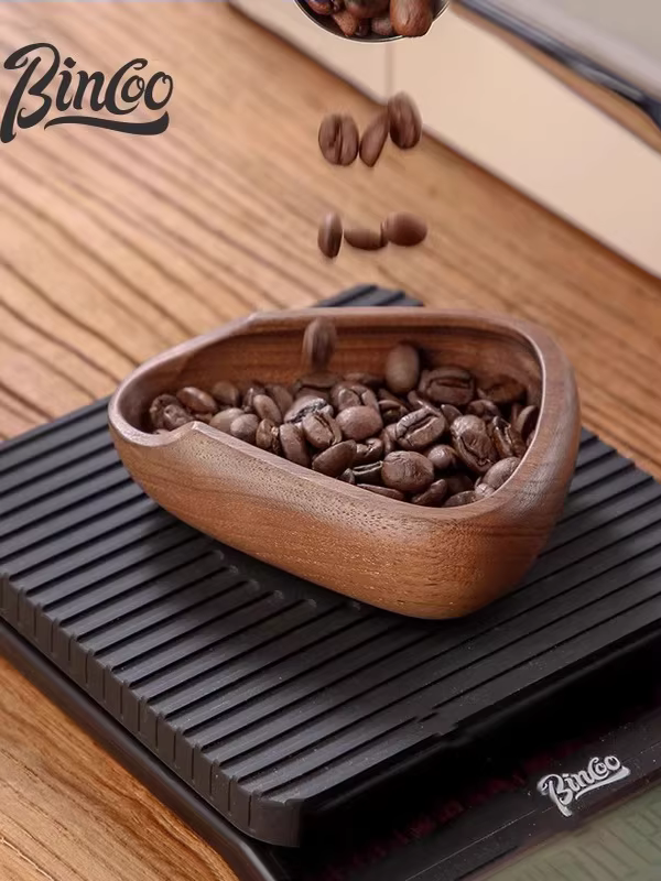 Khay cân hạt cà phê Bincoo, khay cân hạt gỗ óc chó, khay đựng hạt cà phê, dụng cụ pha cà phê espresso thủ công, hộp đựng hạt cà phê, muỗng múc trà