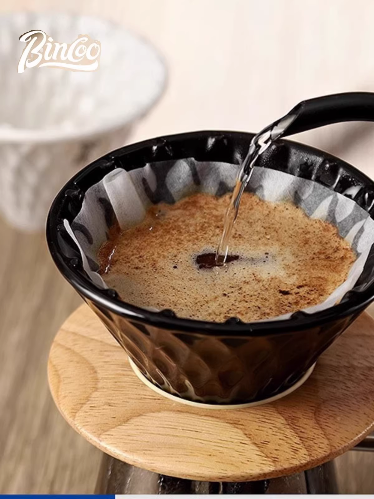 Cốc lọc cà phê kiểu đổ nước Bincoo, giấy lọc cà phê, cốc lọc gốm V60, cốc lọc dùng chung, bộ lọc dùng cho gia đình
