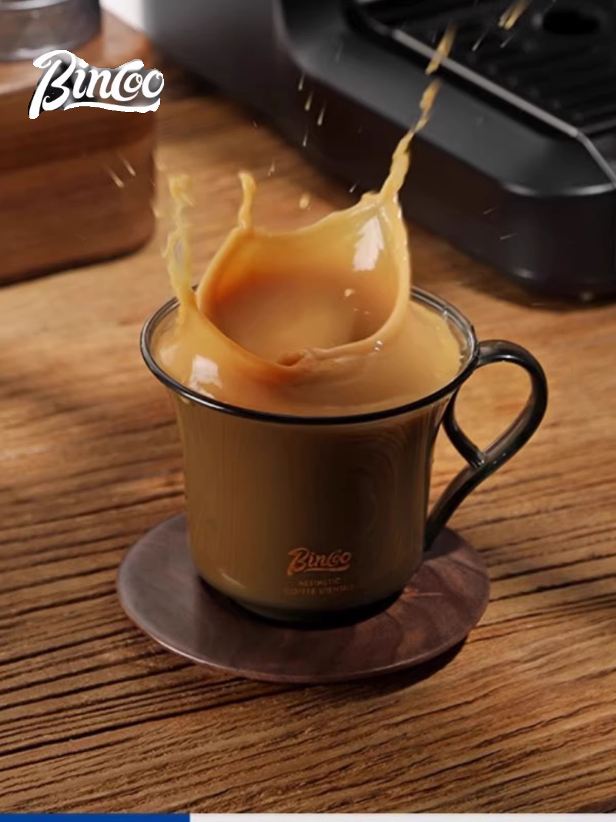 Tách cà phê Bincoo, đĩa lót ly có tay cầm, chịu nhiệt cao, cốc nước dày, vẽ latte, bộ trà chiều