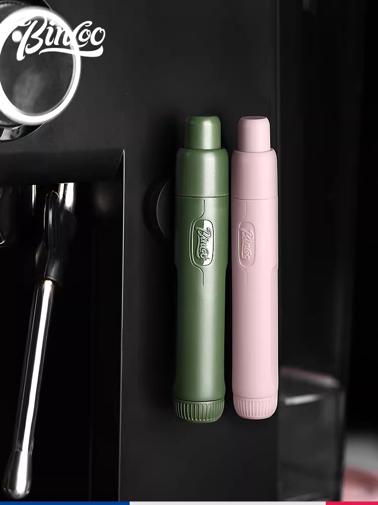 Tay cầm pha cà phê bằng thép không gỉ có nam châm thu vào Bincoo để trải bột, khuấy và phá vỡ các cục bột để phân phối bột đều.