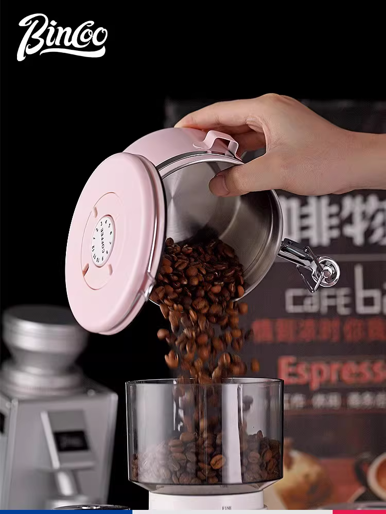 Hộp đựng cà phê hạt Bincoo, hộp đựng cà phê bột bằng thép không gỉ, có van một chiều, hộp đựng trà, hạt khô