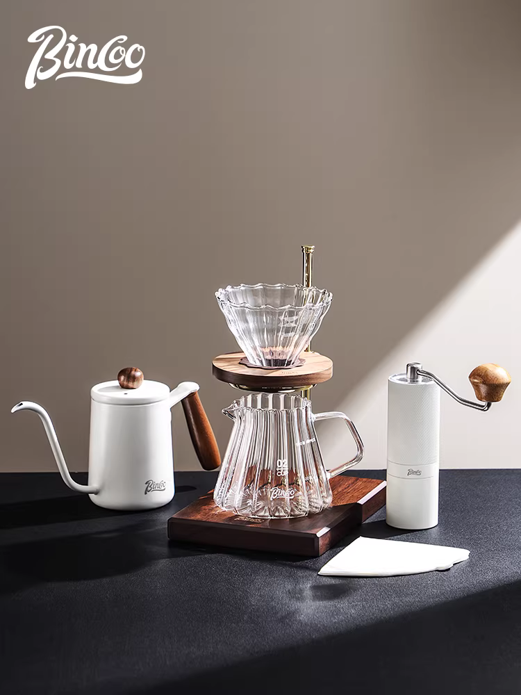 Bincoo chia sẻ ấm pha cà phê thủ công, cốc lọc cà phê, ấm miệng nhỏ, dụng cụ pha cà phê gia dụng, ấm đun nước có vòi dài treo tai.