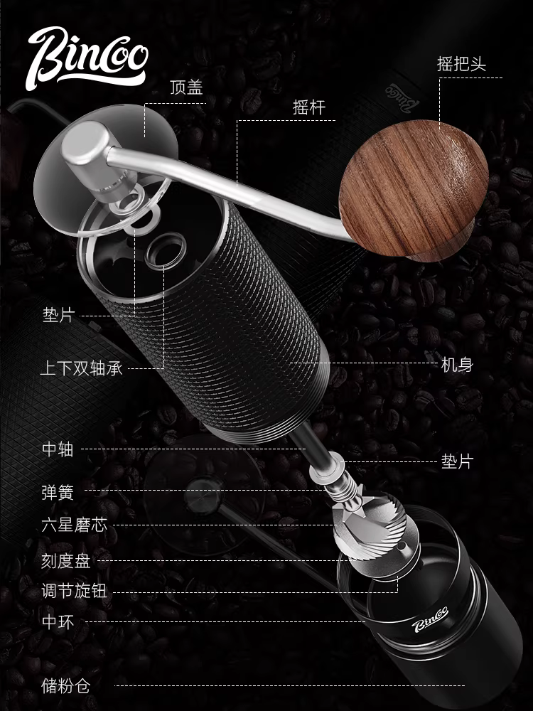 Máy xay cà phê cầm tay bincoo máy xay hạt cà phê máy xay cà phê thủ công máy xay cà phê thủ công CNC lõi thép lục giác