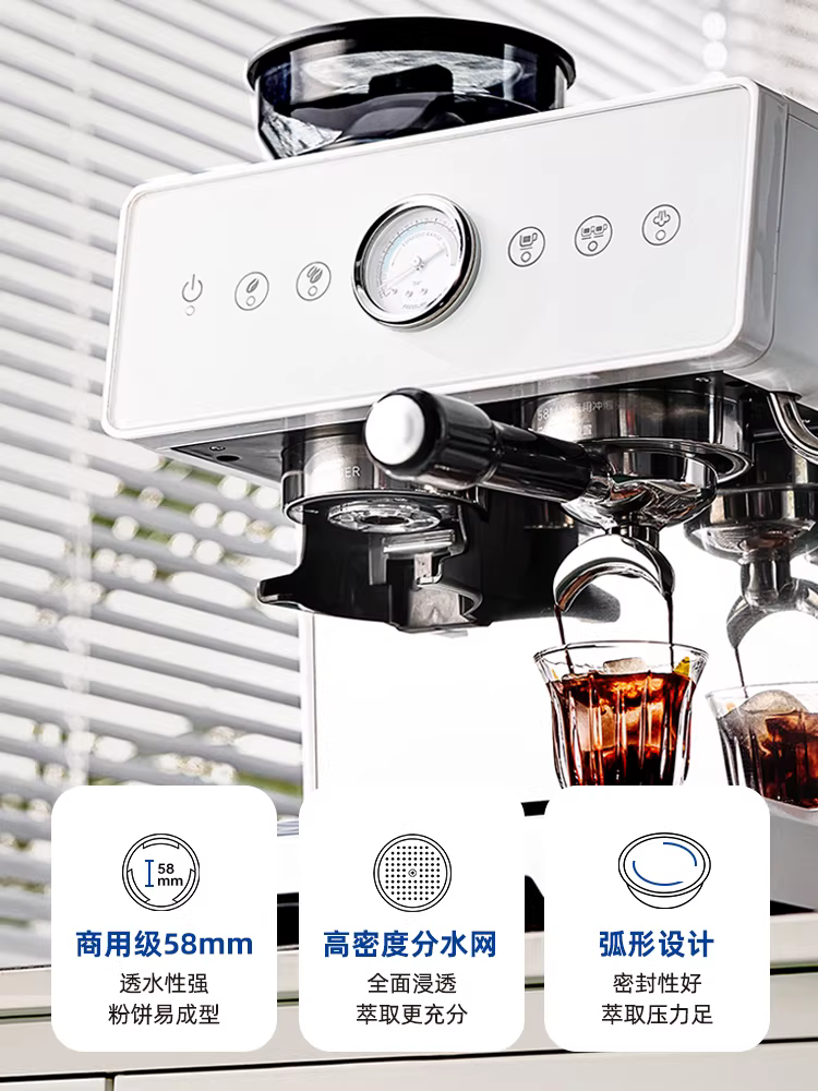 Máy pha cà phê kiểu Ý Bincoo CM7100, tích hợp máy đánh sữa nhỏ, máy xay cà phê bán tự động, tất cả trong một, dùng cho gia đình.