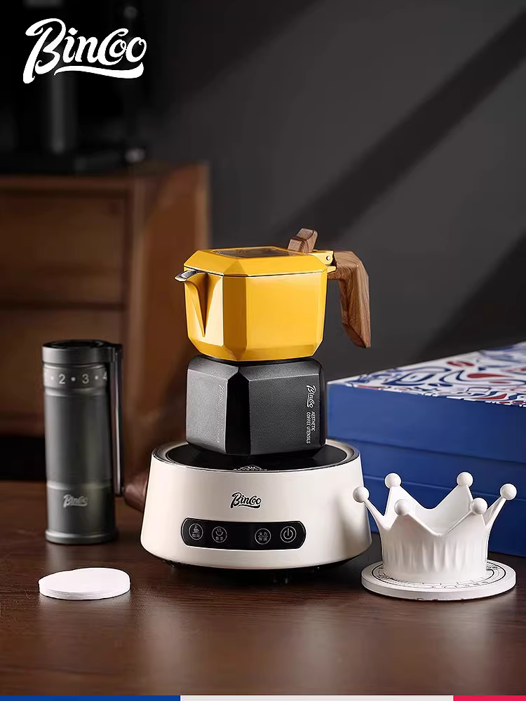 Bộ kết hợp bình pha cà phê moka van đôi Bincoo Hộp quà tặng năm mới Máy pha cà phê Ý quà tặng ngày lễ sinh nhật