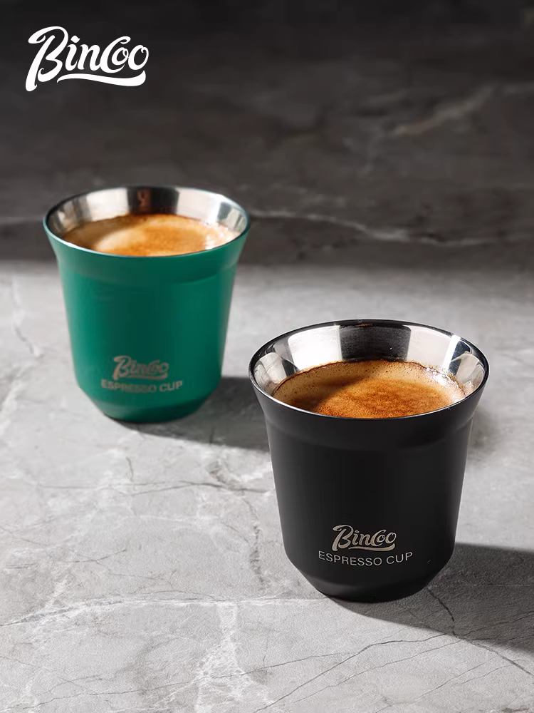 Cốc cà phê espresso Ý Bincoo bằng thép không gỉ, cốc chiết xuất hai lớp, cốc đong, bình cân hạt cà phê, bình đựng chất lỏng ounce