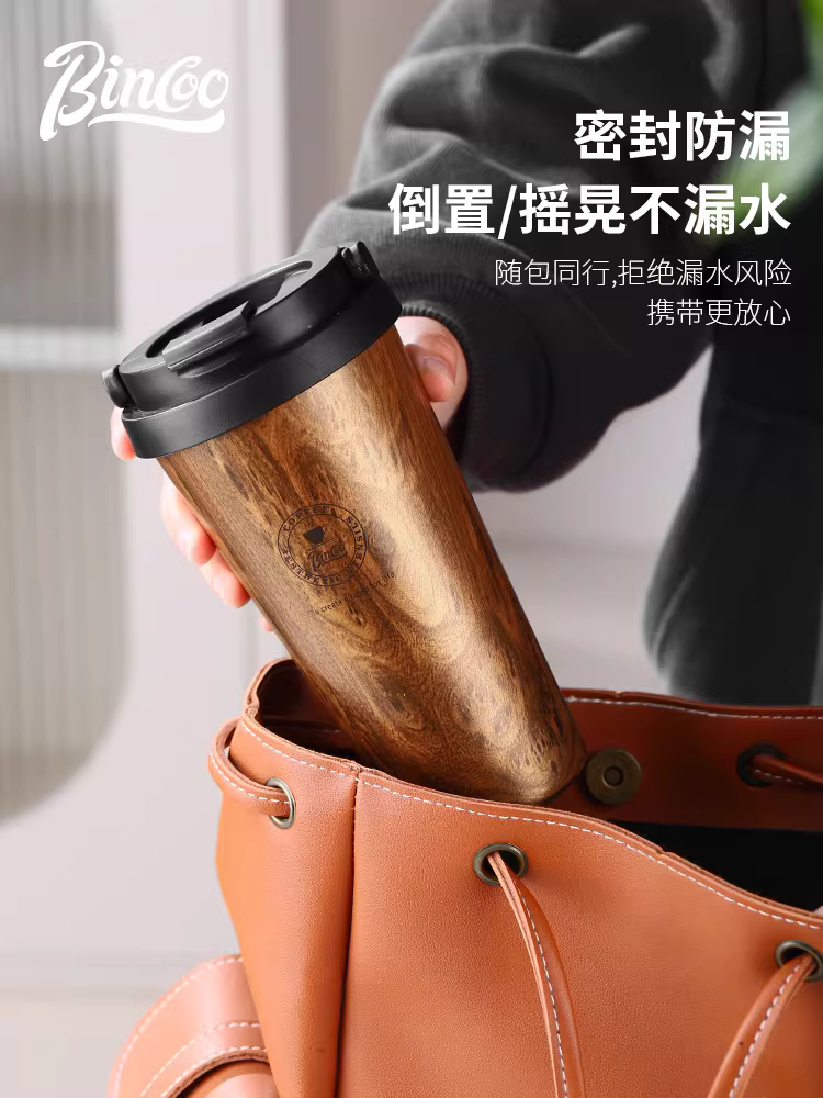 Cốc giữ nhiệt cà phê Bincoo, cốc cà phê gốm sứ thép không gỉ, cốc nước du lịch di động, dung tích lớn, kiểu dáng cổ điển, dùng mang đi
