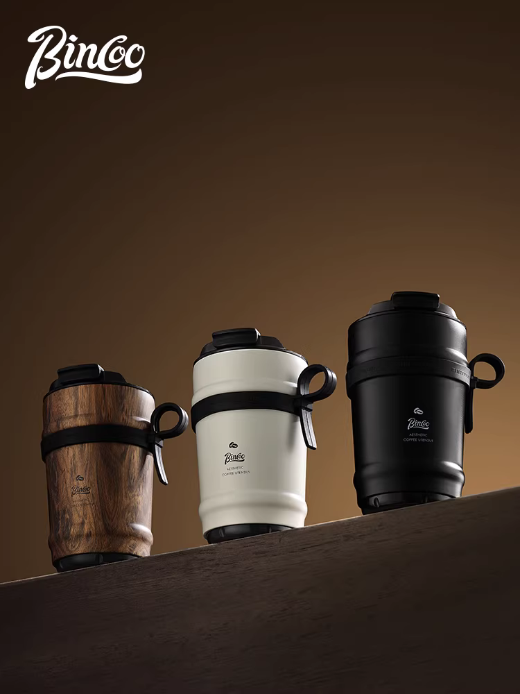 Ly giữ nhiệt cà phê gốm Bincoo, bình giữ nhiệt du lịch di động cho nam và nữ, ly giữ lạnh bằng thép không gỉ 316