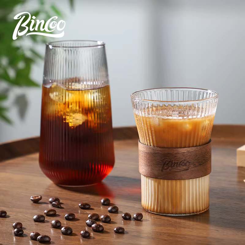 Ly cà phê thủy tinh Bincoo, ly Americano đá, ly trà chiều espresso latte, ly nước cao cấp