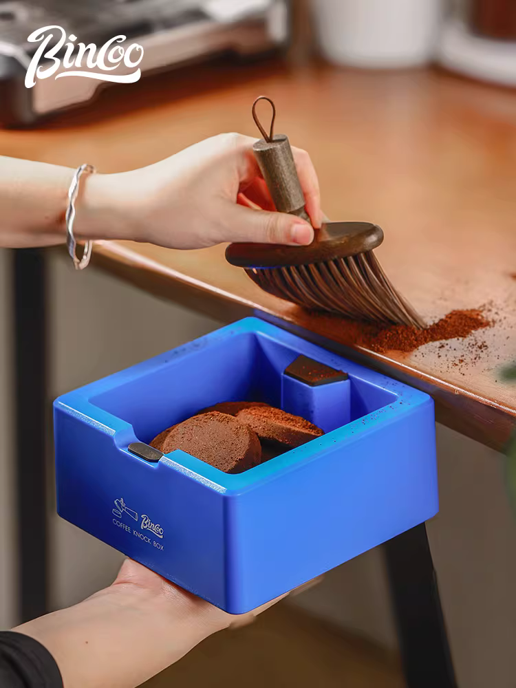 Hộp đựng bã cà phê Bincoo hình vuông, dung tích lớn, kèm đế silicon và tay cầm máy pha cà phê