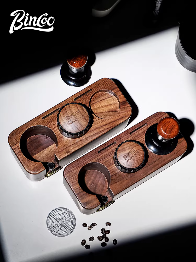 Bộ dụng cụ đế máy pha cà phê Bincoo bằng gỗ nguyên khối, kiểu Ý, dụng cụ kết hợp 51/58mm
