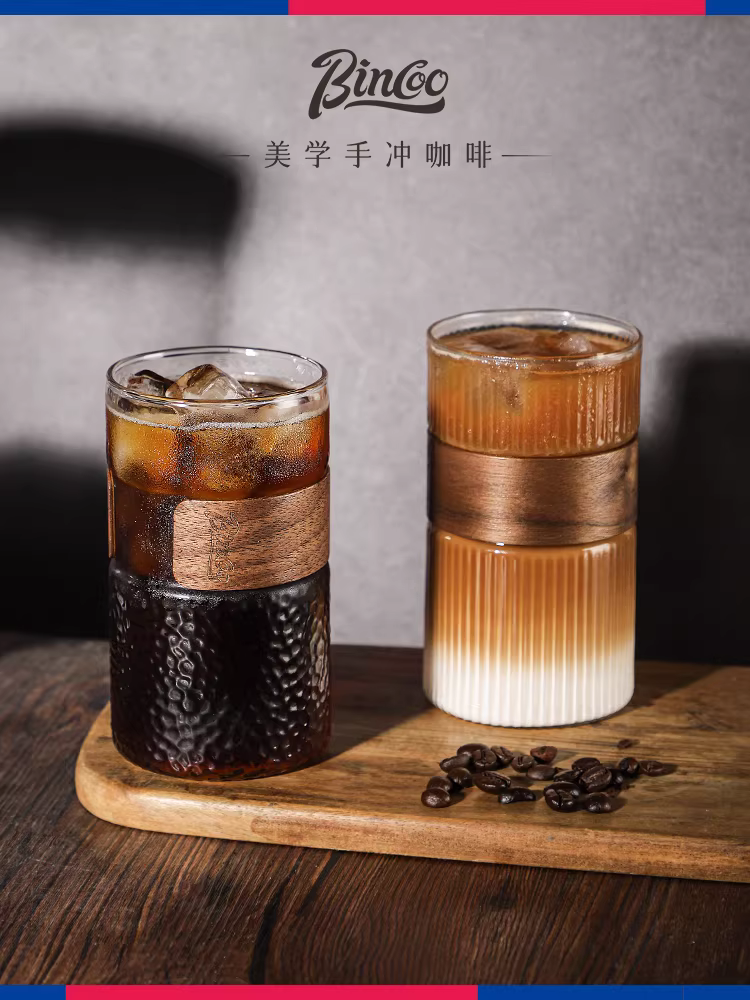 Ly cà phê thủy tinh Bincoo kiểu Nhật, giấy lọc nhỏ giọt chuyên dụng, bình chia sẻ, ly nước sọc dọc kiểu Mỹ dùng cho latte, dùng trong gia đình
