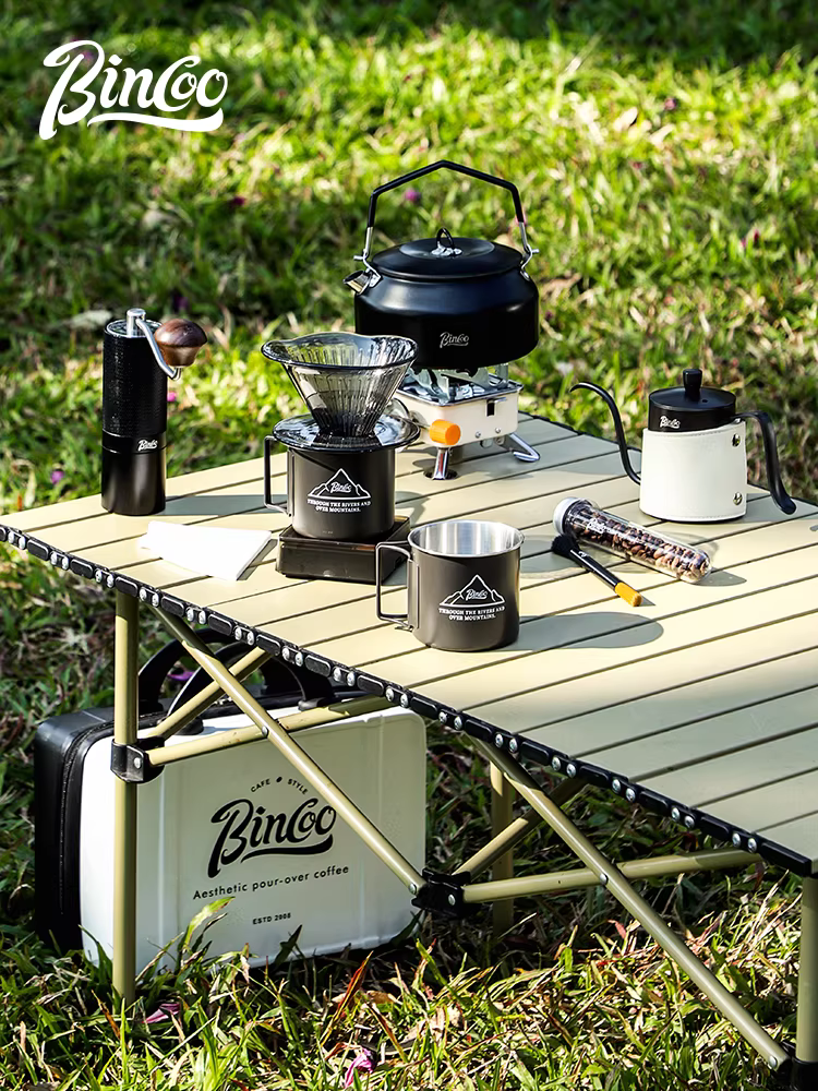 Bộ ấm pha cà phê thủ công ngoài trời Bincoo, bộ lọc cà phê gia dụng, ấm chia sẻ, bộ dụng cụ đầy đủ, thiết bị cắm trại