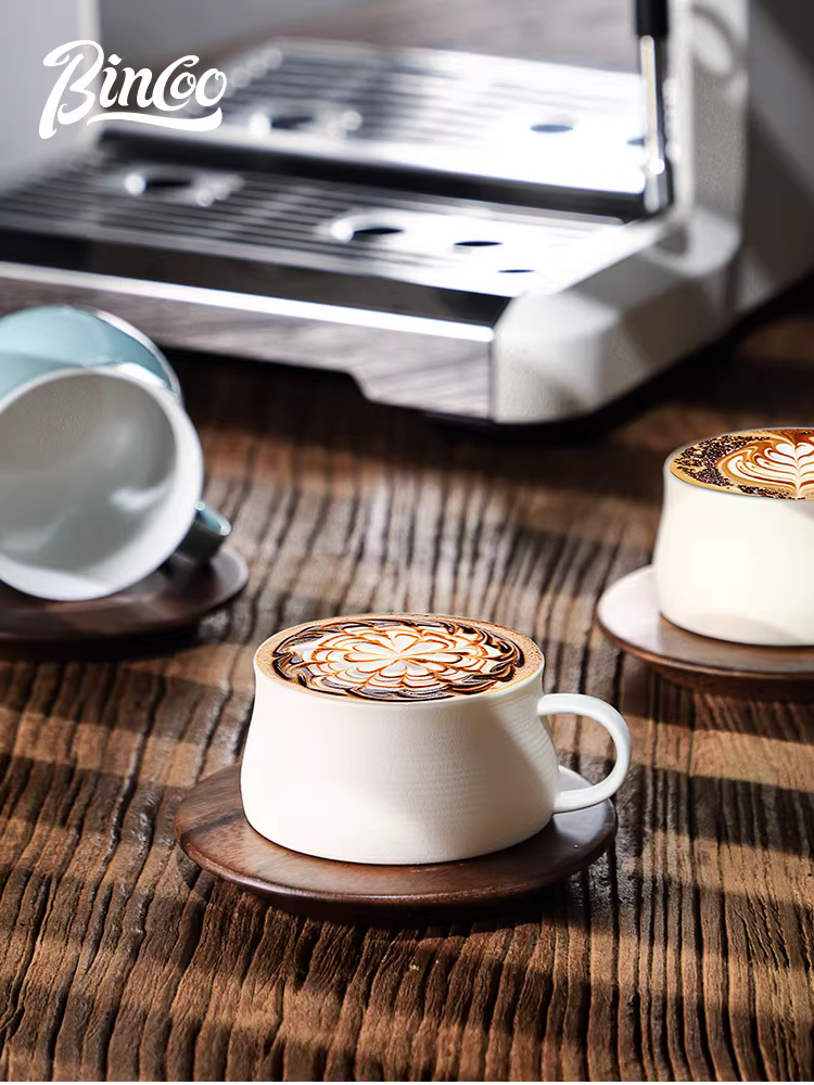 Bộ tách trà cà phê gốm sứ Bincoo phong cách Nhật Bản cổ điển, thiết kế thẩm mỹ cao và ly vẽ latte đẹp mắt
