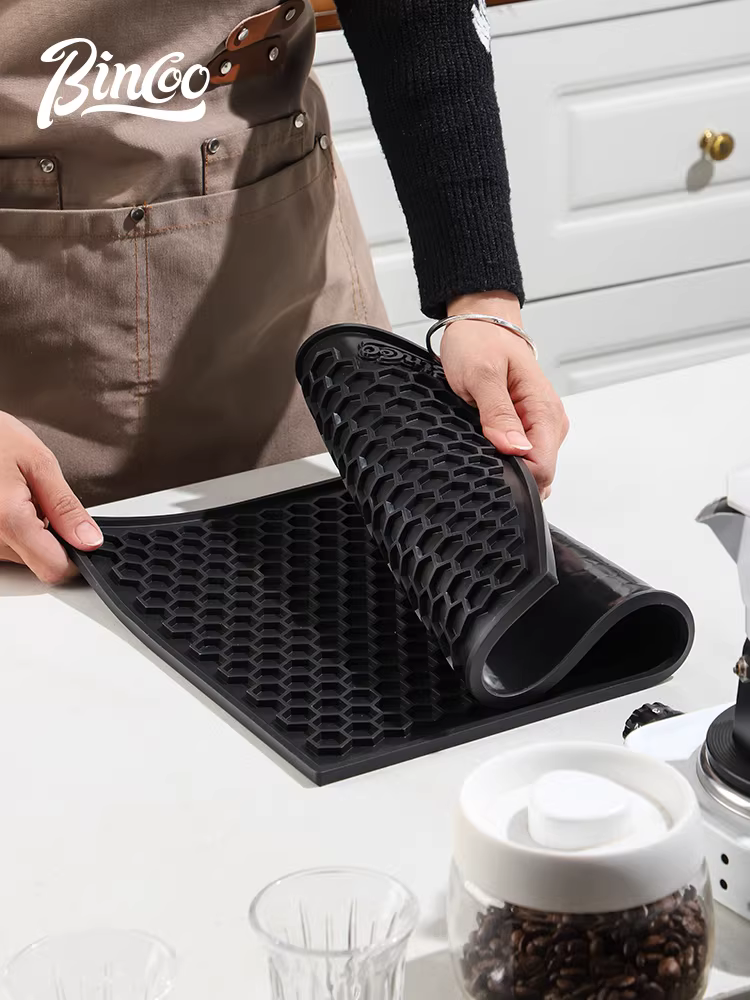 Tấm lót quầy bar cà phê dày dặn Bincoo, dụng cụ pha cà phê, thảm thoát nước cho moka pot, thảm để đồ, thảm chống trơn cho quán trà sữa