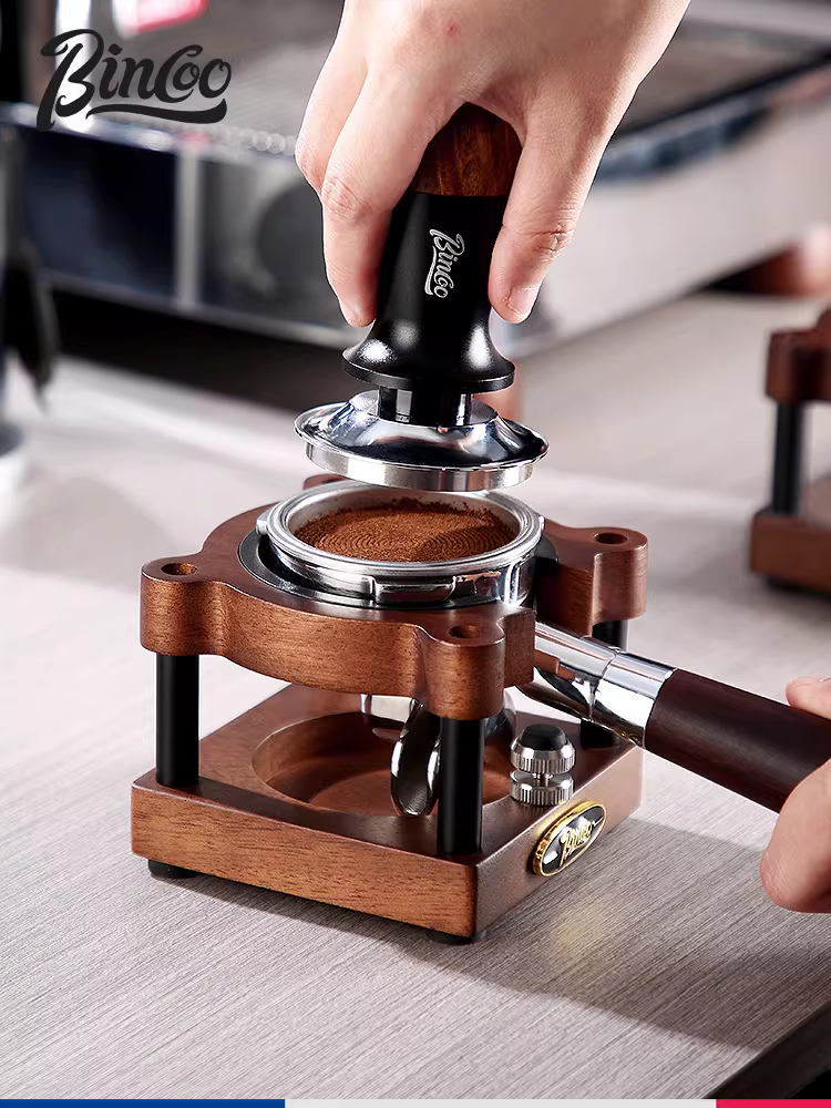 Giá để đồ bằng gỗ chắc chắn, đựng dụng cụ pha cà phê Bincoo, gồm đế ép cà phê, hộp đựng bột cà phê, tay cầm máy pha cà phê, dụng cụ ép cà phê.