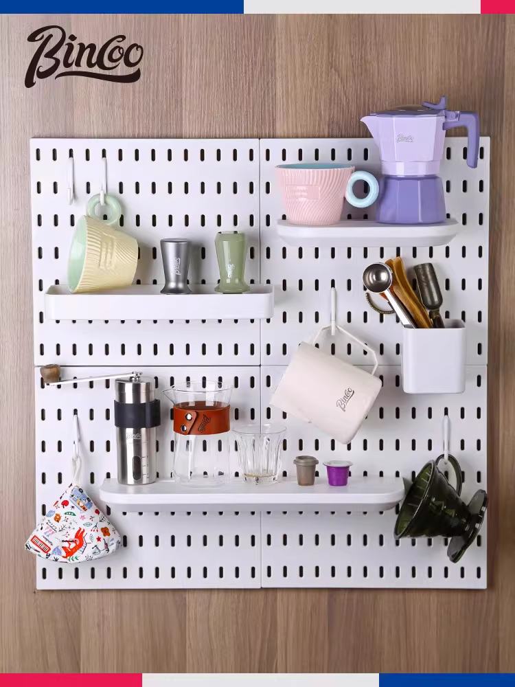 Bộ giá đỡ cà phê Bincoo, giá treo tường không cần khoan, giá trưng bày đa năng