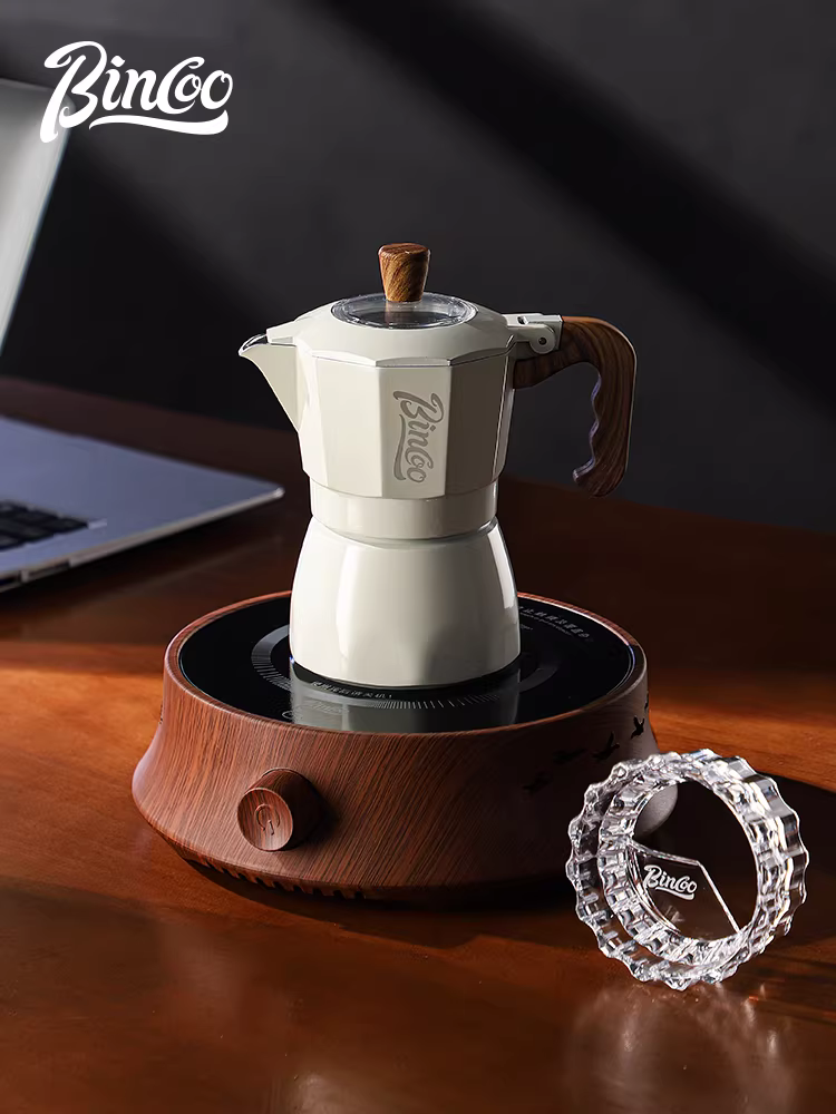 Máy pha cà phê Espresso Bincoo Moka pot hai van, máy pha cà phê gia đình nhỏ gọn, sử dụng ngoài trời, chiết xuất cà phê Espresso kiểu Moka pot