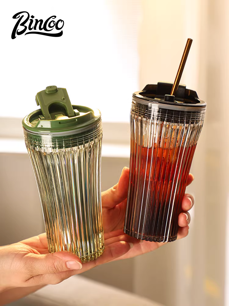 Cốc cà phê khúc xạ Bincoo, cốc văn phòng có nắp, chất lượng cao, đơn giản, di động, cốc xe hơi, chịu nhiệt cao