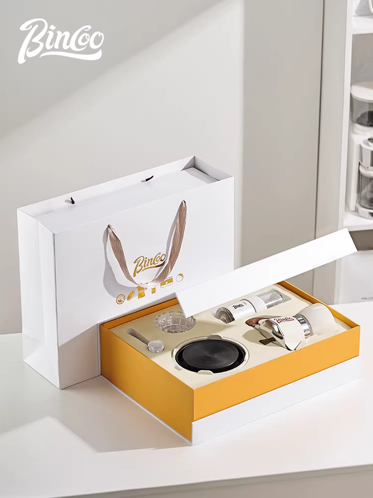 Bộ ấm pha cà phê moka Bincoo, hộp quà tặng, máy pha cà phê nhỏ gia dụng, pha cà phê thủ công, quà tặng cưới hỏi, sinh nhật