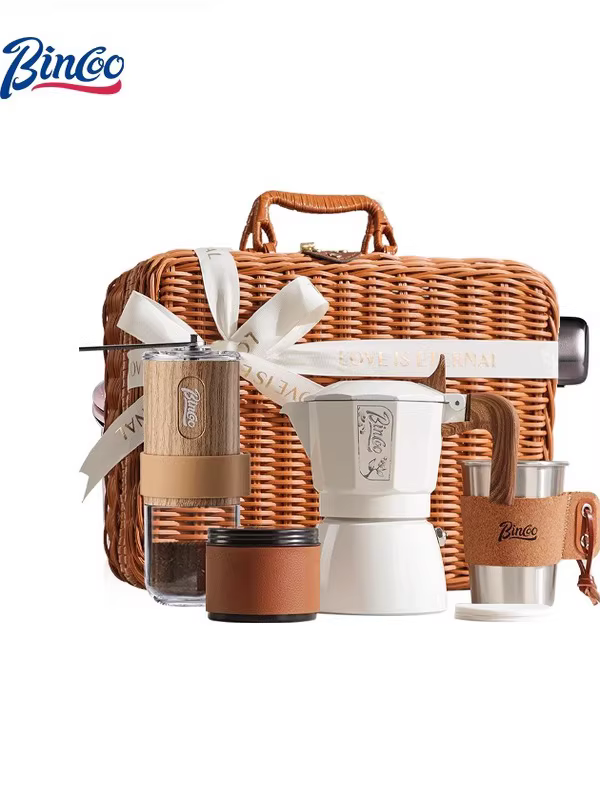 Bộ pha cà phê moka điện Bincoo hai van, kèm bếp điện gốm, quà tặng sinh nhật, tân gia cho bạn bè