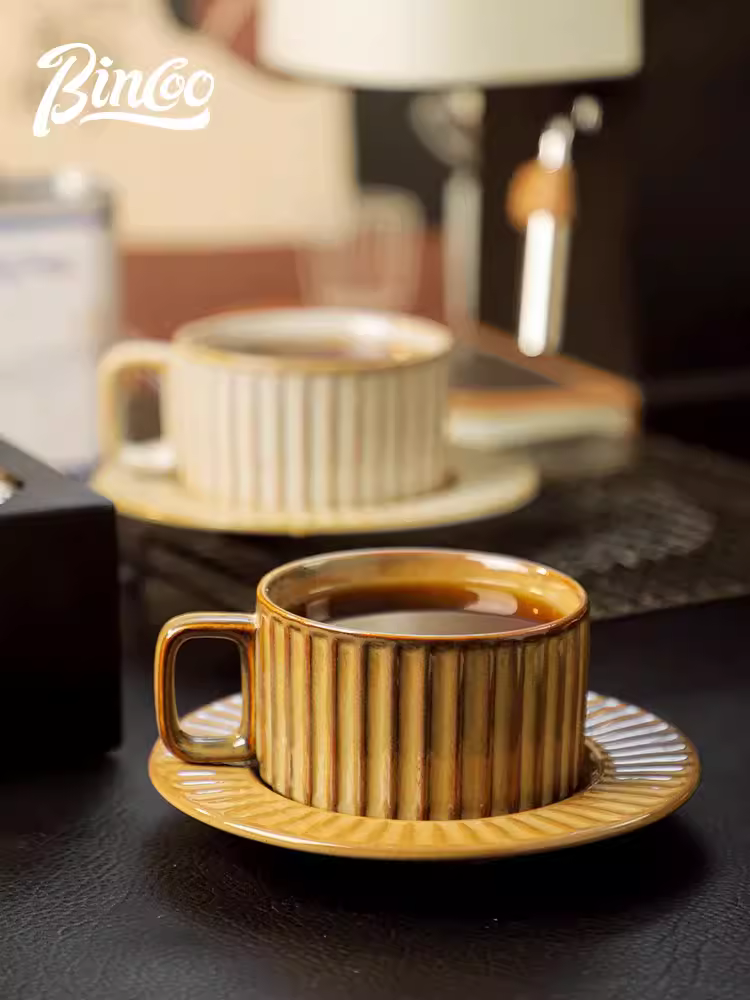 Bộ tách trà cà phê sứ Bincoo, cốc kèm thìa, trà chiều cao cấp, tách nước tinh tế và sang trọng, nhỏ gọn