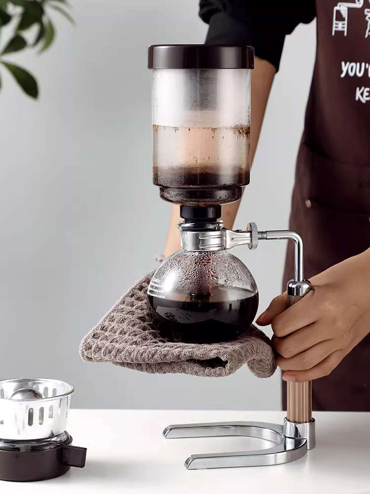 Máy pha cà phê siphon Bincoo, bình pha cà phê kiểu siphon, phần trên và dưới bằng thủy tinh, 3 phần ăn, 5 phần ăn, máy pha cà phê gia đình