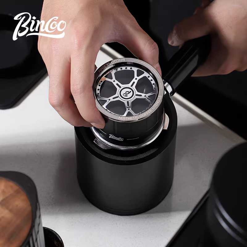 Nhà phân phối bột cà phê Ý Bincoo, bộ phân phối bột có thể điều chỉnh trọng lực tự động, 58mm, tự động điều chỉnh độ cao, bột phẳng đa năng.