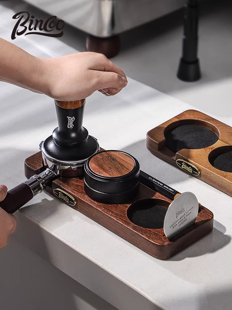 Bộ dụng cụ làm cà phê bằng gỗ óc chó Bincoo: đế ép cà phê, đế phân phối cà phê, đế đựng và đổ đầy, dùng được cho kích thước 51/58mm