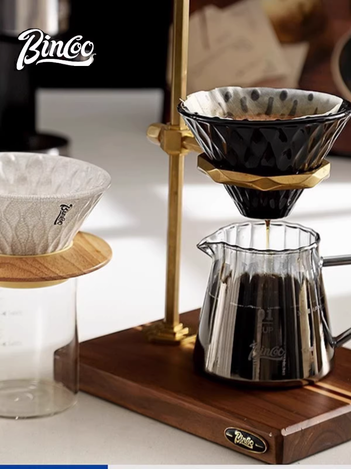 Cốc lọc cà phê kiểu đổ nước Bincoo, giấy lọc cà phê, cốc lọc gốm V60, cốc lọc dùng chung, bộ lọc dùng cho gia đình