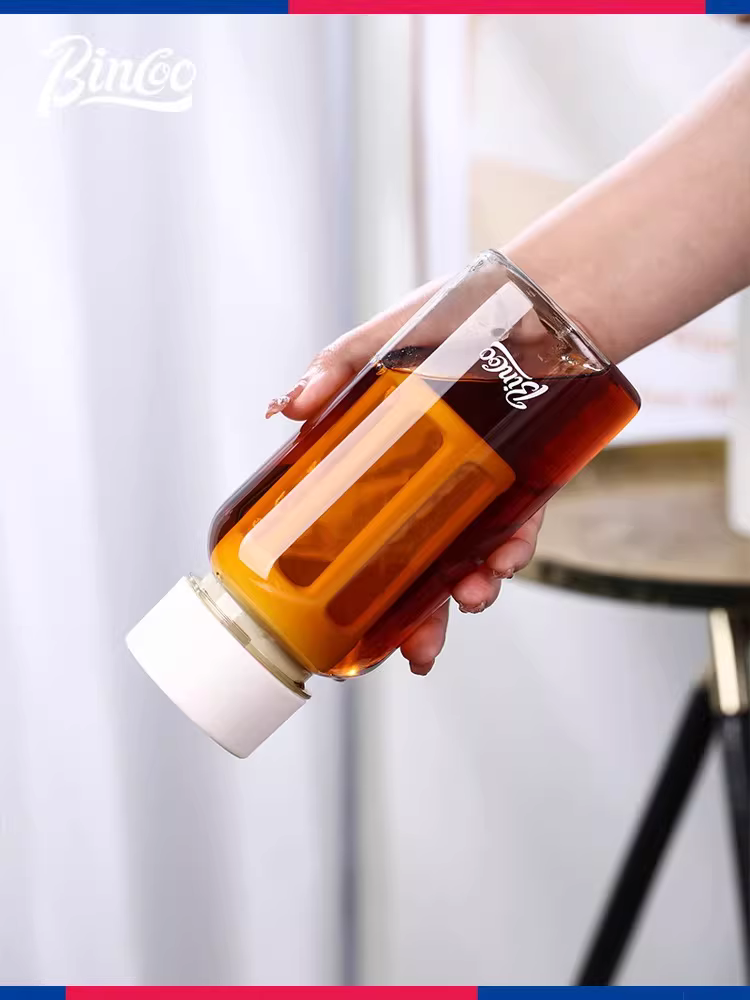 Cốc pha cà phê lạnh Bincoo, bình pha trà lạnh di động, bình nước Tritan di động, kín hơi, ngăn cách trà và nước, cốc trà hoa.