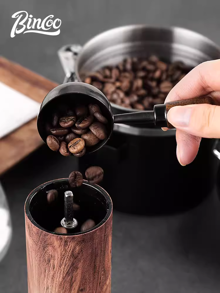 Muỗng cà phê Bincoo bằng thép không gỉ 304, muỗng đo trọng lượng đặc biệt dành cho hạt cà phê, cán dài bằng gỗ óc chó, muỗng đo bột cà phê