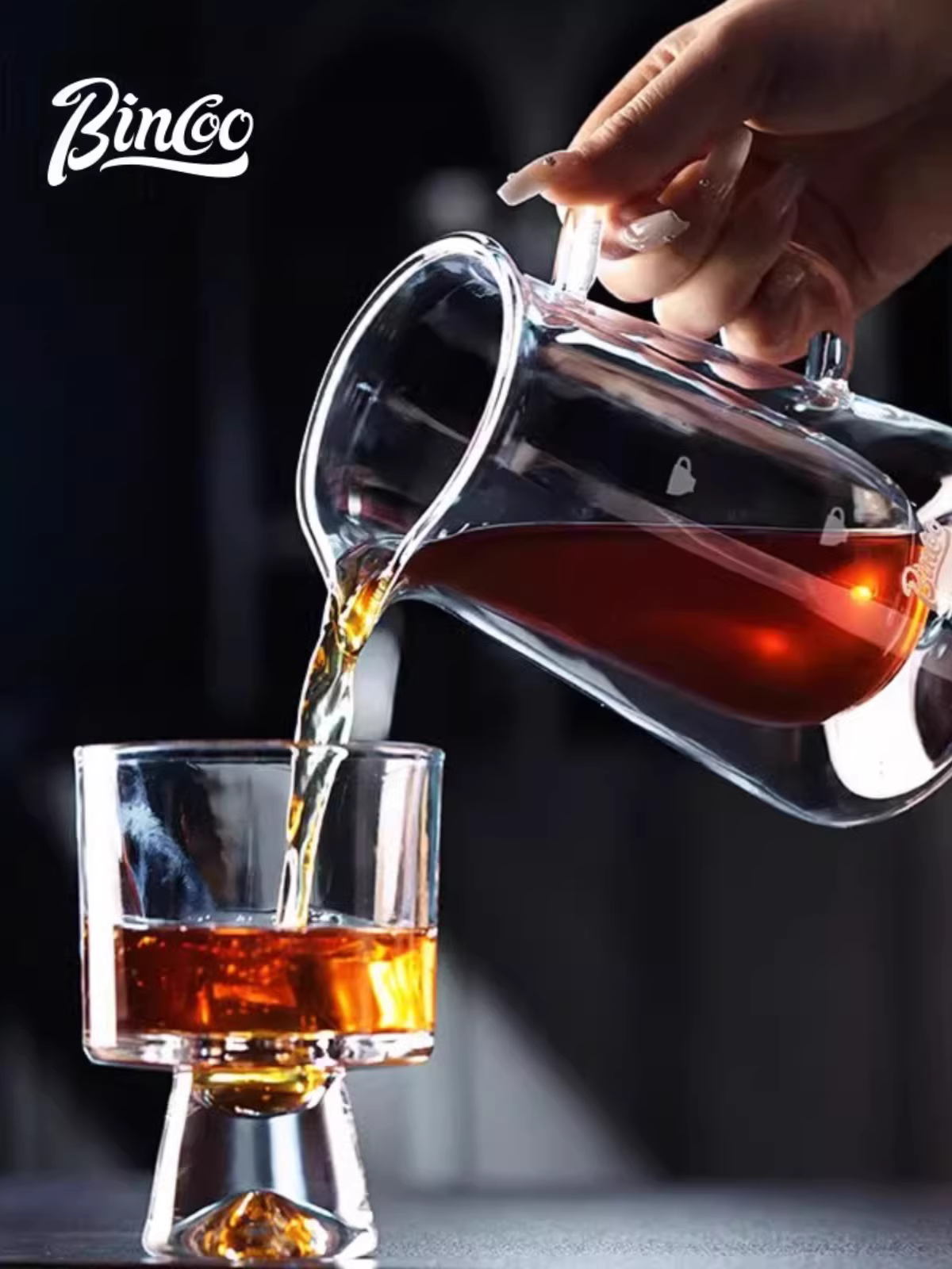 Bình pha cà phê Bincoo hai lớp kính chịu nhiệt, bình pha cà phê đá kiểu Mỹ, bộ dụng cụ pha cà phê nhỏ giọt tại nhà