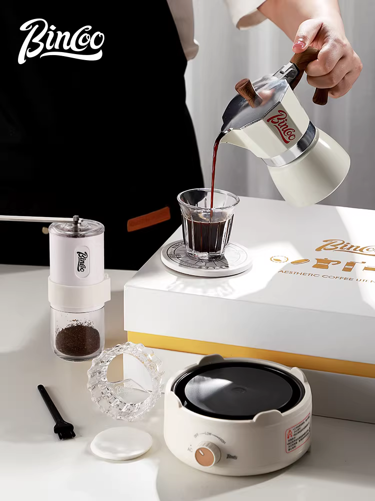Bộ quà tặng ấm pha cà phê Bincoo Moka, quà tân gia cho bạn thân, quà ngày lễ, quà sinh nhật sáng tạo cho bạn bè