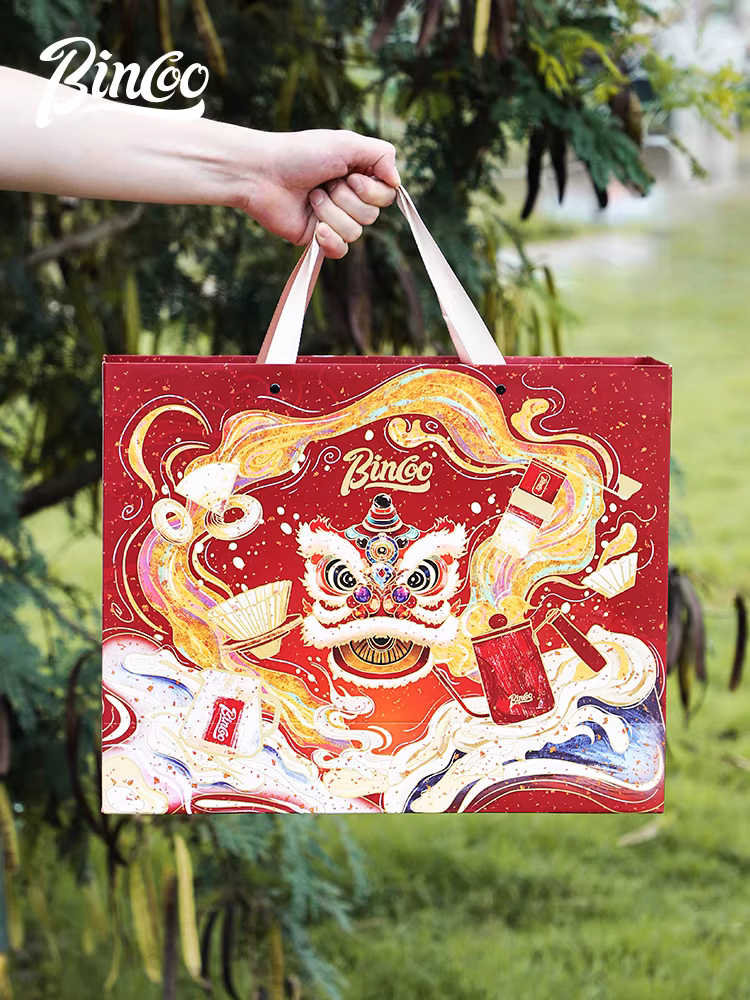 Bộ ấm pha cà phê thủ công Bincoo Lion Dance, hộp quà tặng phong cách dân tộc, bộ lọc ấm pha cà phê thủ công, ấm chia sẻ, quà tặng sinh nhật