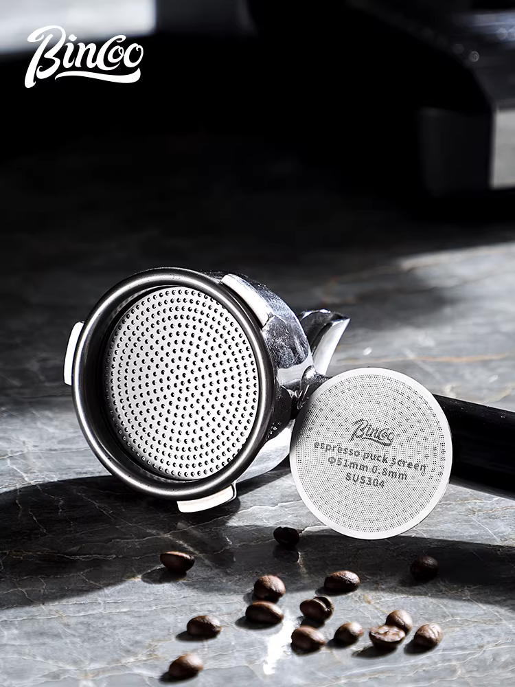 Màng lọc chiết xuất đồng đều bằng thép không gỉ Bincoo, tay cầm máy pha cà phê, khay đựng bột, tấm lọc nung kết
