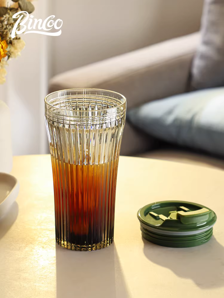 Cốc cà phê khúc xạ Bincoo, cốc văn phòng có nắp, chất lượng cao, đơn giản, di động, cốc xe hơi, chịu nhiệt cao