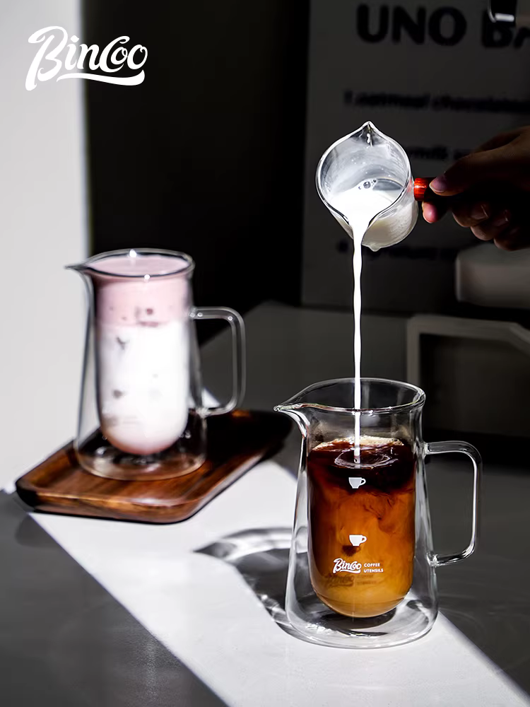 Bộ ấm pha cà phê thủy tinh Bincoo hai lớp, bộ dụng cụ pha cà phê thủ công, bộ chia sẻ cà phê gia đình, cốc pha cà phê kiểu Mỹ, dụng cụ pha cà phê