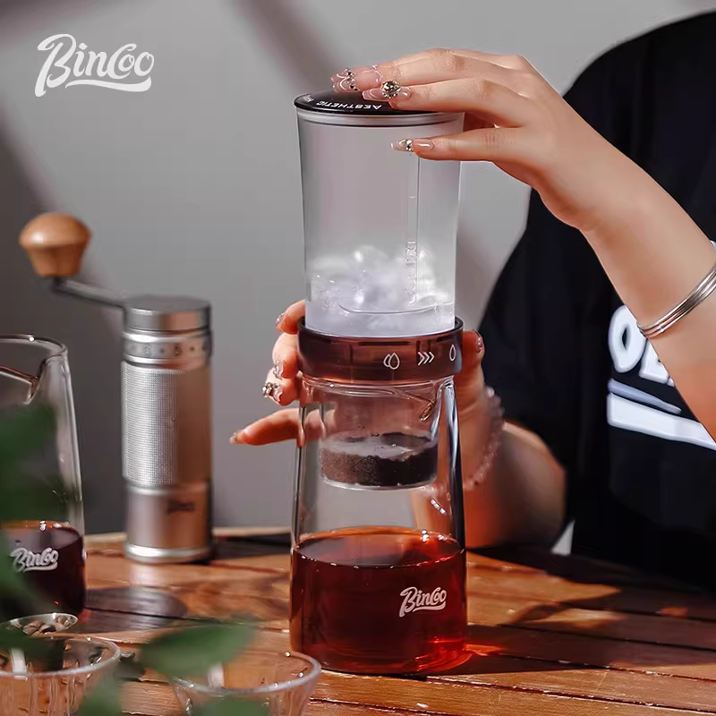 Bình pha cà phê đá Bincoo, chất liệu thủy tinh, dung tích lớn, bình pha cà phê lạnh, bộ lọc cà phê lạnh, bình pha cà phê kiểu nhỏ giọt