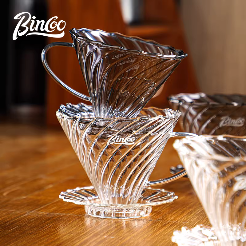 Bình pha cà phê thủ công Bincoo, chất liệu thủy tinh chịu nhiệt cao, kèm bộ lọc giấy cà phê kiểu V60, bình chia sẻ cà phê