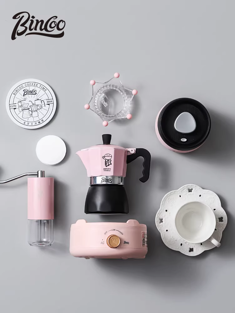 Bộ pha cà phê Moka Bincoo, bếp điện gốm sứ gia dụng, bộ dụng cụ pha cà phê Espresso, hộp quà tặng lý tưởng để làm quà tặng