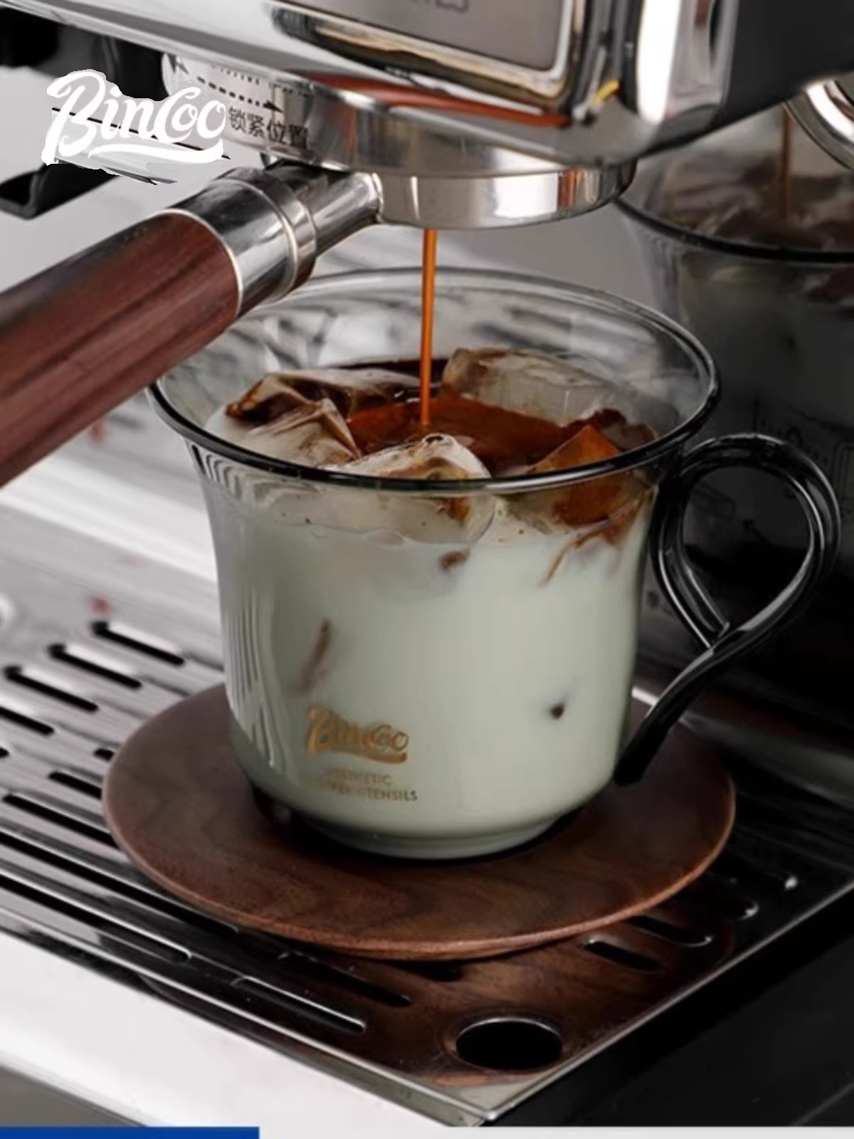 Tách cà phê Bincoo, đĩa lót ly có tay cầm, chịu nhiệt cao, cốc nước dày, vẽ latte, bộ trà chiều