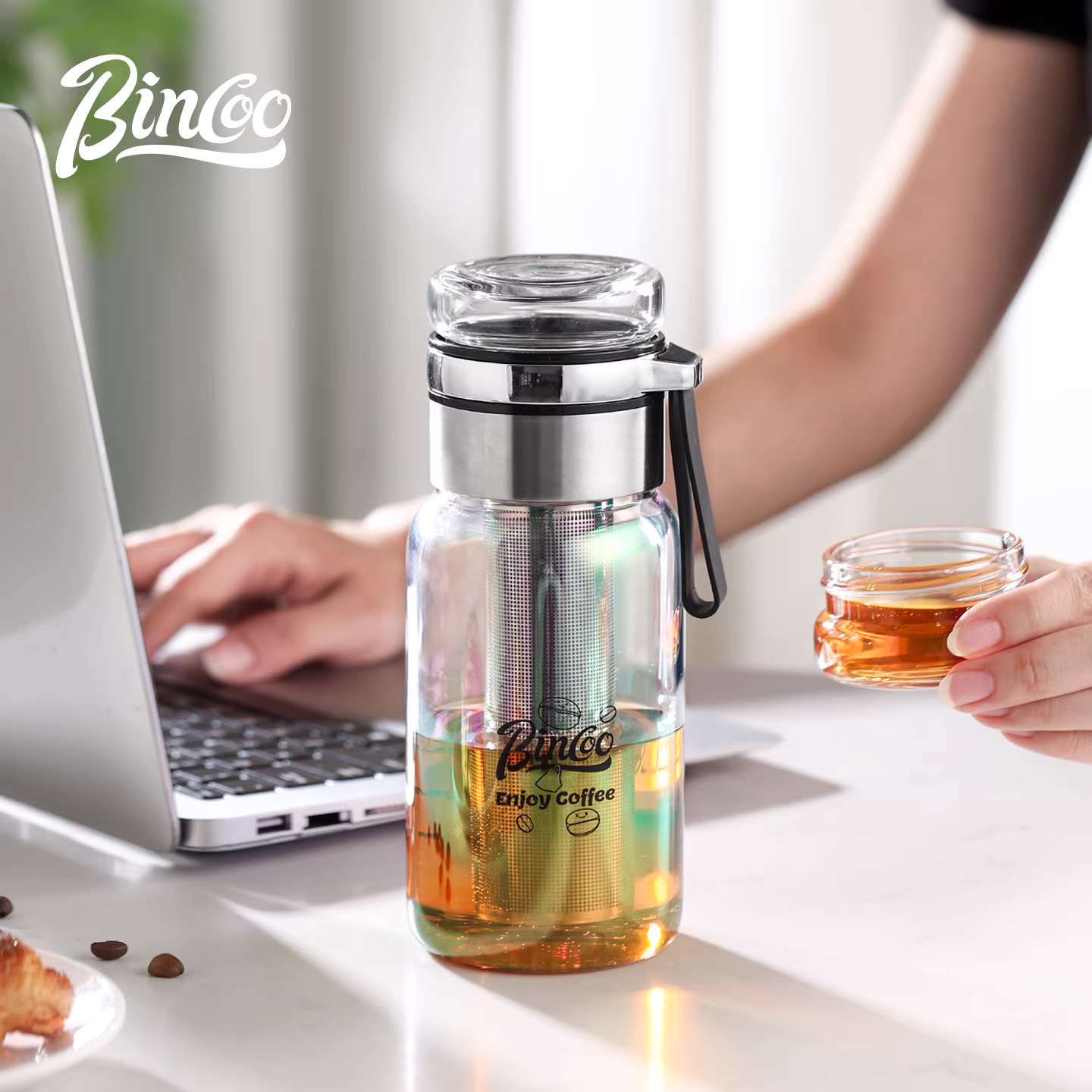 Ly cà phê lạnh Bincoo nhiều màu sắc, bình pha cà phê lạnh, cốc pha cà phê lạnh, ly trà trái cây, bình nước lạnh, ly nước thủy tinh