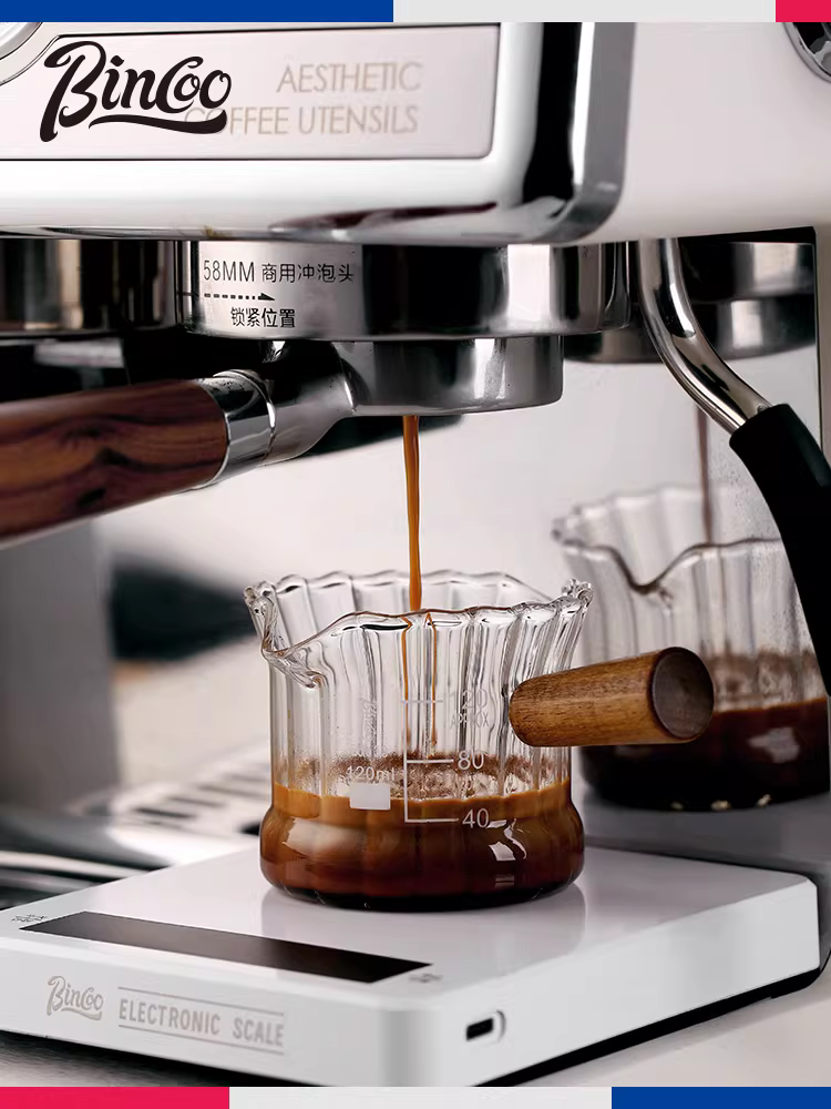 Cốc cà phê hình cánh hoa Bincoo, cốc sữa nhỏ bằng thủy tinh có vạch chia, cốc espresso, cốc ounce Ý, cốc pha cà phê